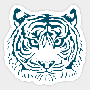 TIGER'S EYE Staring Wild Big Cat Tiger Head in Dark Blue - UnBlink Studio by Jackie Tahara Sticker